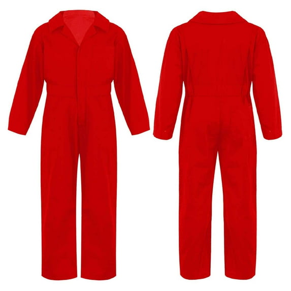 Aiihoo Kids Boys Coverall Mechanic Boiler Suit Flightsuit Coverall Outfits Red 10