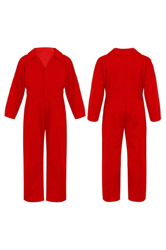 Kids Boys Coverall Mechanic Boiler Suit Flightsuit Coverall Outfits Red 8