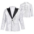 thumbnail image 1 of Aiihoo Kids Boys Notch Lapel Shiny Sequins One Button Tuxedo Blazer for Wedding Graduation Prom Silver 8, 1 of 7