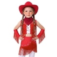 thumbnail image 1 of Aiihoo Kids Cowboy Cowgirl Girls Jazz Latin Dance Outfit Sleeveless Sequin Rhinestone Tassel Tops with Fringed Skirt Gloves Hat Red 12, 1 of 5