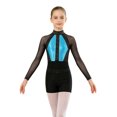 thumbnail image 1 of Aiihoo Kids Girls Gymnastics Ballet Dance Mesh Long Sleeve Shiny Rhinestones Leotard with Vest Shorts for Training Performance Light Blue 16, 1 of 5