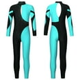 thumbnail image 1 of Aiihoo Kids Girls Gymnastics Leotards Color Block Long Sleeve Ballet Dance Unitard Jumpsuit  Full Body Bodysuit Blue Green 8, 1 of 4