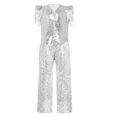 thumbnail image 1 of Aiihoo Kids Girls Metallic Disco Jazz Dance Outfit Tassels Cap Sleeves Sparkly Sequin Vest with Pants for Hippie Hip Hop Street Dancing Silver 12, 1 of 7