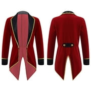 Aiihoo Kids Girls Red Circus Ring Master Ringmaster Tailcoat Jacket Outfit Burgundy 8