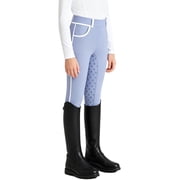 Aiihoo Kids Girls Riding Sports Pants Full Seat Non-slip Equestrian Breeches High Waist Horse Schooling Tights with Pockets Leggings Dusty Blue 4