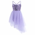 thumbnail image 1 of Aiihoo Kids Girls Sequins Ballet Tutu Dance Dress Gymnastics Camisole Leotard Asymmetrical Skirt Purple 3-4, 1 of 7