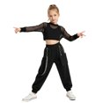thumbnail image 1 of Aiihoo Kids Girls Sports Gymnastics Workout Hip-hop Jazz Outfits Sleeveless Vest with Cargo Pants and Crop Top for Dance Performance Black 8, 1 of 7