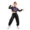 thumbnail image 1 of Aiihoo Kids Girls Sports Gymnastics Workout Hip-hop Jazz Outfits Sleeveless Vest with Cargo Pants and Crop Top for Dance Performance Lavender 10, 1 of 7