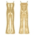 thumbnail image 1 of Aiihoo Kids Sleeveless Dance Jumpsuit Shiny Sequins One Piece Jumpsuit 70s 80s Disco Bell Bottoms Flared Pants Gold 10, 1 of 6