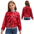 thumbnail image 1 of Aiihoo Kids Sparkly Sequin Bomber Flight Jacket Baseball Jackets Hip-hop Modern Dance Coat Tops Red 14, 1 of 6