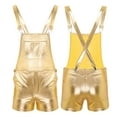 thumbnail image 1 of Aiihoo Men Bib Overalls Shiny Metallic Suspender Shorts Bodysuit Jumpers Hotpants Gold M, 1 of 7