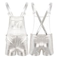thumbnail image 1 of Aiihoo Men Bib Overalls Shiny Metallic Suspender Shorts Bodysuit Jumpers Hotpants Silver M, 1 of 7