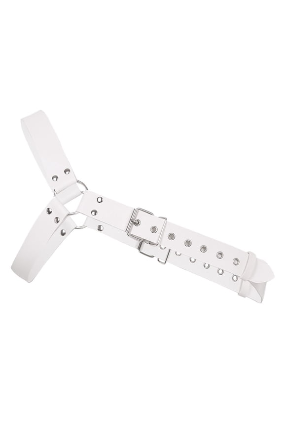 Men's Body Chest Harness Belt PU Leather Body Cage Belt Adjustable Punk Gothic Shoulder Strap Clubwear Costume White A One Size