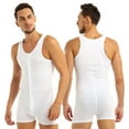 thumbnail image 1 of Aiihoo Men's Soft Cotton Sleeveless Front Button Teddy Bodysuit Leotard One Piece Stretchy Jumpsuit White M, 1 of 7