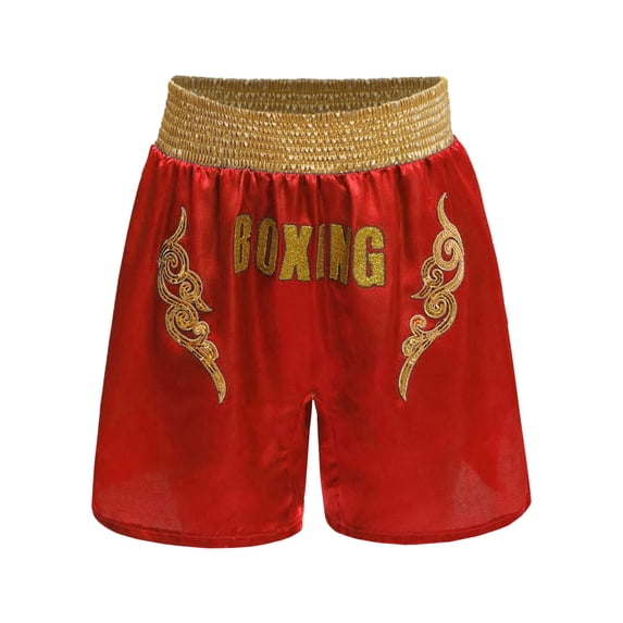 Aiihoo Muay Thai Shorts Boxing Shorts Metallic Shorts Boxing Training Gym Workout Martial Arts Grappling Fight Wear Red 6