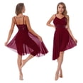 thumbnail image 1 of Aiihoo Women Ballroom Lyrical Dance Dress Sleeveless Sequins Mesh Modern Dance Dress Leotard Burgundy S, 1 of 7