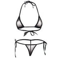 thumbnail image 1 of Aiihoo Women's 2Pcs Brazilian Swimwear Charming Bikini Set Tiny Micro Bra Top G-String Briefs Black One Size, 1 of 6