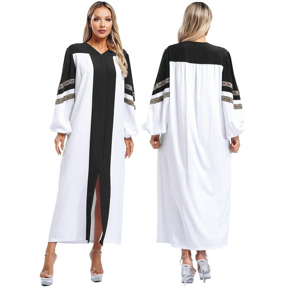 Aiihoo Women's Choir Robe Clergy Robe Loose Fit Clergy Maxi Dress A-line Long Dress Minister Pastor Gown Black M