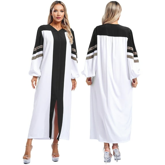 Aiihoo Women's Choir Robe Clergy Robe Loose Fit Clergy Maxi Dress A-line Long Dress Minister Pastor Gown Black XL