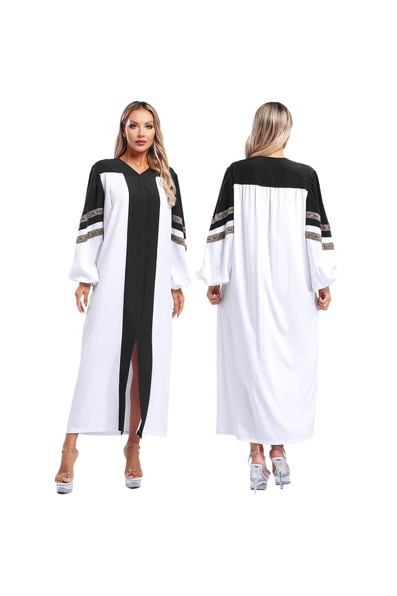 Women's Choir Robe Clergy Robe Loose Fit Clergy Maxi Dress A-line Long Dress Minister Pastor Gown Black XXL