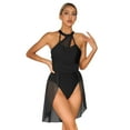 thumbnail image 1 of Aiihoo Women's Lyrical Modern Contemporary Ballet Leotard Dress Chiffon Dancewear Black L, 1 of 1