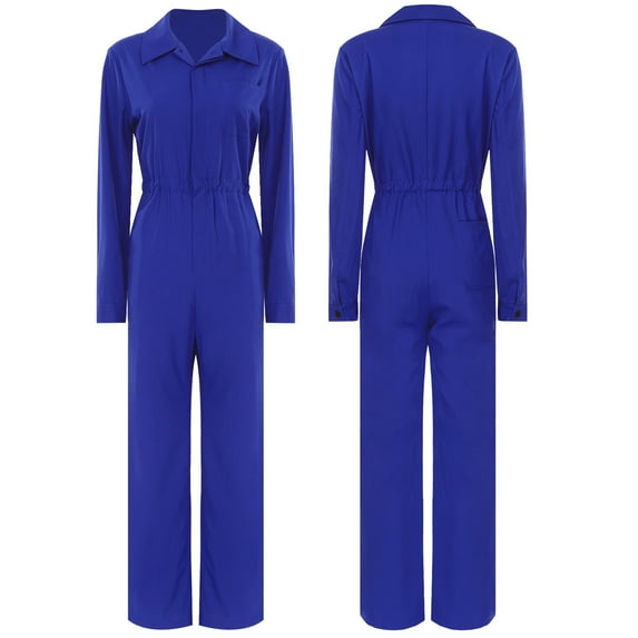 Aiihoo Women's Mechanic Work Utility Coveralls Dungarees Flight Suit Jumpsuit Blue M