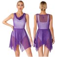 thumbnail image 1 of Aiihoo Women's Modern Lyrical Dance Dress See-Through Contemporary Dancing Dress Ballet Gymnastics Leotard Purple XXL, 1 of 7