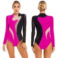 thumbnail image 1 of Aiihoo Women's Rhinestone Ice Figure Skating Dance Dress Mesh Patchwork Ballet Gymnastics Leotard Black&Rose XL, 1 of 7