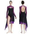 thumbnail image 1 of Aiihoo Womens Color Block Lyrical Ballet Dance Dress Backless Modern Contemporary Dance Overlays Cocktail Dress Purple M, 1 of 7