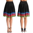 thumbnail image 1 of Aiihoo Womens Flamenco Ballroom Dance Folk Dancing Colorful Stripe Hem Skirt Black 55cm XL, 1 of 6