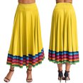 thumbnail image 1 of Aiihoo Womens Flamenco Ballroom Dance Folk Dancing Colorful Stripe Hem Skirt Yellow 87cm L, 1 of 6
