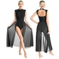 thumbnail image 1 of Aiihoo Womens Floral Lace Patchwork Lyrical Dance Dress Sleeveless Leotard Dress Black XXL, 1 of 7