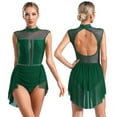 thumbnail image 1 of Aiihoo Womens Glitter Lyrical Dance Dress Sleeveless Sheer Mesh Patchwork Leotard Dress Dancewear Green M, 1 of 7