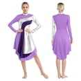 thumbnail image 1 of Aiihoo Womens Liturgical Worship Dance Dresses Lyrical Mock Neck Long Sleeve Curved Hem Dress Dancewear Purple M, 1 of 7