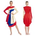 thumbnail image 1 of Aiihoo Womens Liturgical Worship Dance Dresses Lyrical Mock Neck Long Sleeve Curved Hem Dress Dancewear Red L, 1 of 7