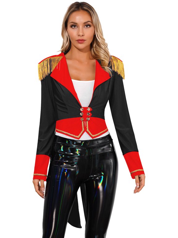 Womens Medieval Tuxedo Coat Deep V Neck Double-Breasted Jacket Shirt Vintage Gothic Outerwear Black M