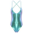 thumbnail image 1 of Aiihoo Womens Shiny Metallic One Piece Camisole Teddy Bodysuit Dance Leotard Thongs Bikini Colorful XL, 1 of 7