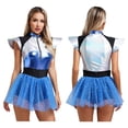 thumbnail image 1 of Aiihoo Womens Space Alien Dress One Piece Fly Sleeves Tulle Skirt Jumpsuit Blue XL, 1 of 7