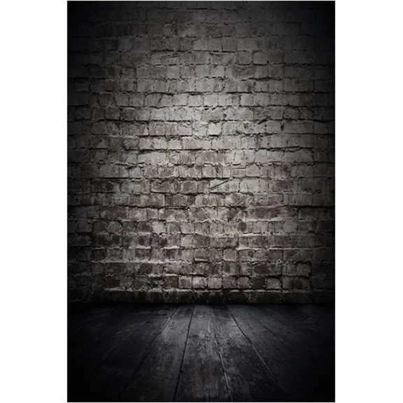 Aiikes 5X7Ft Black Brick Backdrop Brick Wall With Wooden Photo Photography Backd