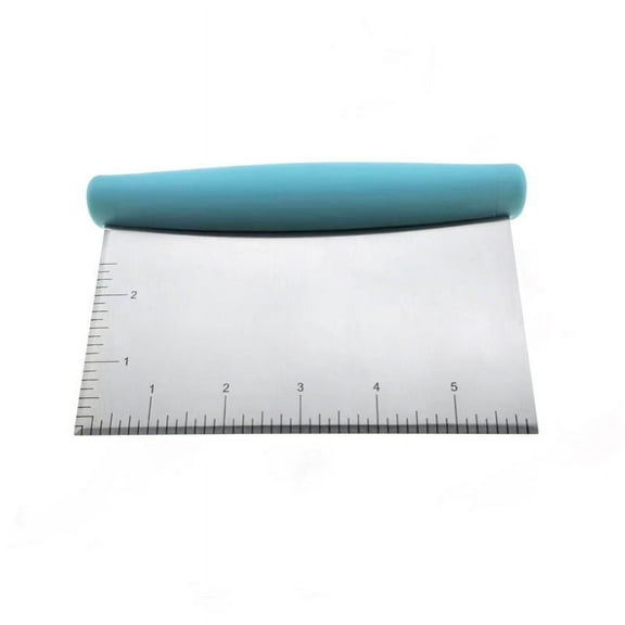 umvowuxa 6-Inch Stainless Steel Dough Cutter and Bench Scraper - Multi-Purpose Pastry Scraper, Heavy Duty Chopper, Bench Knife, Blue Handle