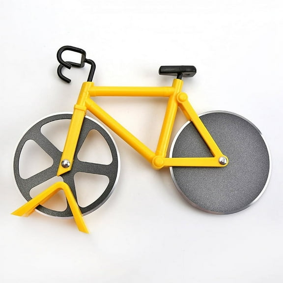 Aiivioll Pizza Cutter,Bicycle Pizza Cutter with Non-Stick Stainless Steel Blades,Gifts for Friends,Practical Kitchen Tool(Yellow)