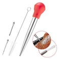 thumbnail image 1 of Aiivioll Silicone Turkey Dropper, Stainless Steel Meat Injector Set for Cooking - Turkey Baster Syringe with 2 Marinade Needles and Cleaning Brush(Red), 1 of 5