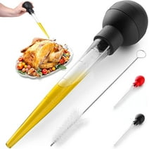 Aiivioll Turkey Baster With Cleaning Brush - Food Grade Syringe Baster For Cooking - Ideal For Butter Drippings, Glazes, Roasting Juices for Poultry (Black)