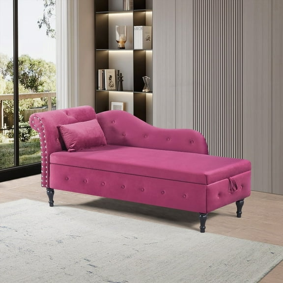 Aijia 60" Velvet Chaise Lounge featuring 2 in 1 & Sturdy Solid Wood Legs