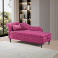 thumbnail image 1 of Aijia 60" Velvet Multifunctional Storage Chaise Lounge Buttons Tufted Nailhead Trimmed Solid Wood Legs with 1 Pillow (Red), 1 of 6