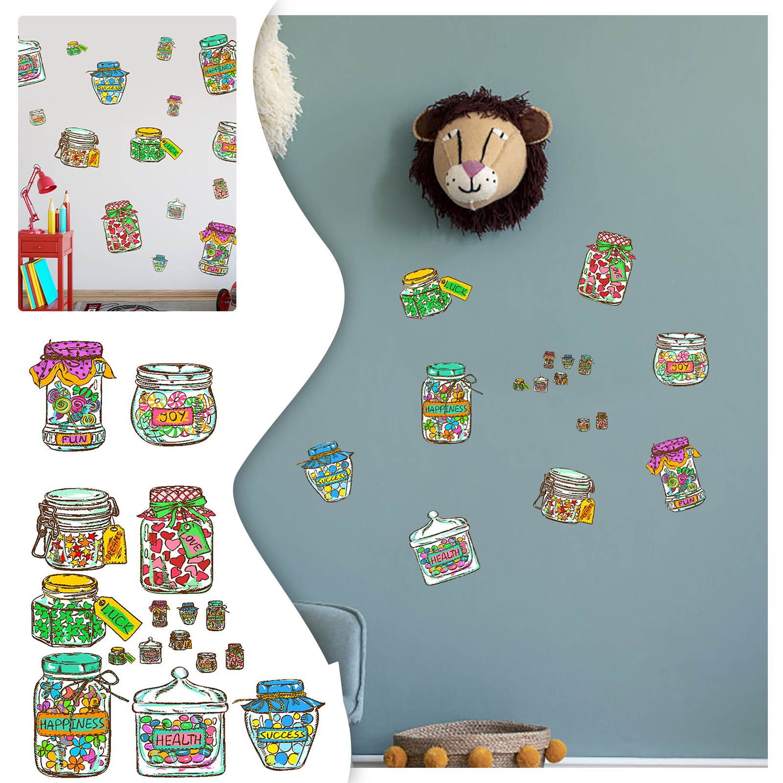 Aijlhda Hot Sale Kids Room Wall Stickers Candy Treats Christmas Window