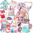 thumbnail image 1 of Aijohnny Baby Doll Stroller Toys Set with 12" Baby Doll, Dining Chair, Accessories and 2 Sets Clothes, Baby Doll Toys for Kids 3-8 Gifts, 1 of 9