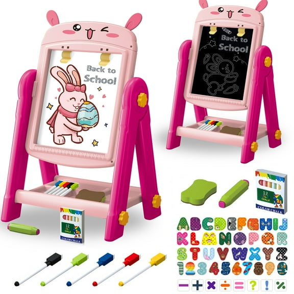 Aijohnny Easel for Kids, Magnetic Drawing Board for Boys & Girls, Birthday Gift for 2 3 4 5 6 7 8 Year Old