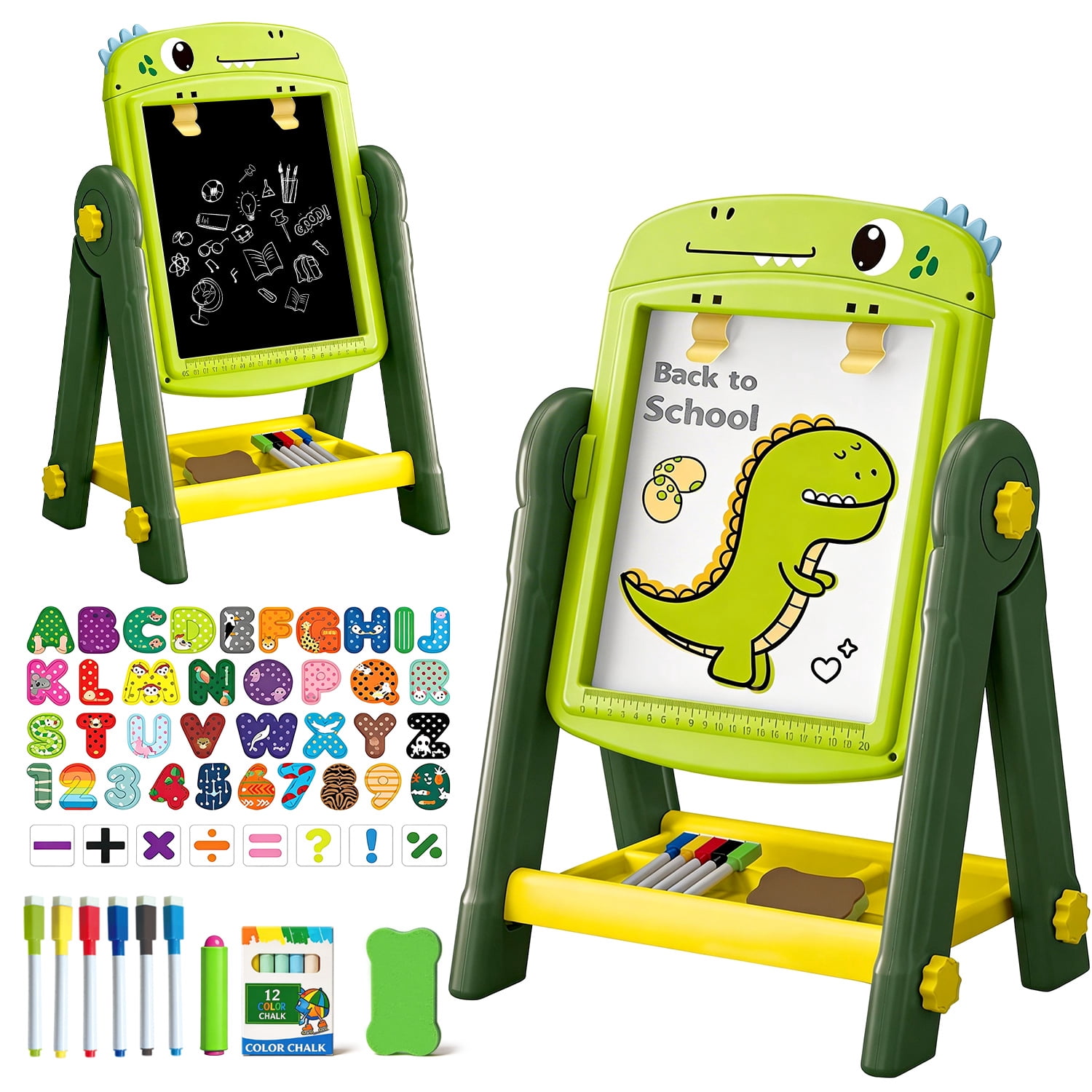 Aijohnny Easel for Kids, Magnetic Drawing Board,Rotatable Double Sided Easel with Painting Accessories for Boys & Girls, Birthday Gift for 2 3 4 5 6 7 8 Year Old