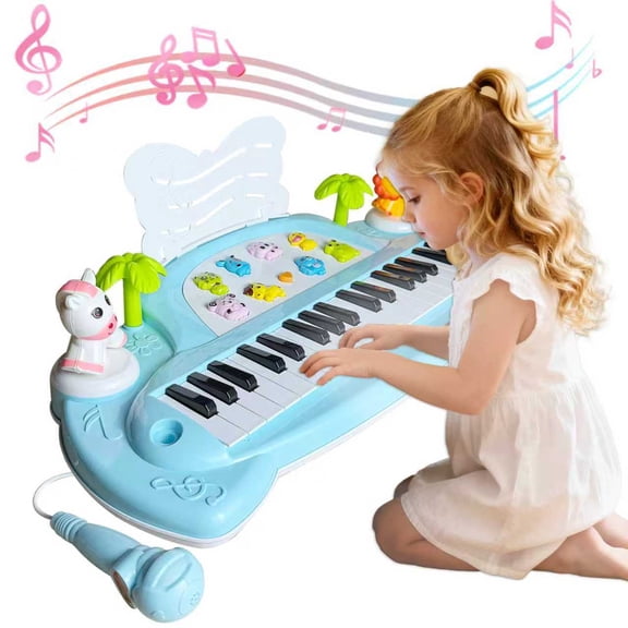 Aijohnny Toddler Piano Keyboard Toys, 37 Keys Musical Instruments with Microphone Animal Button, Birthday Gifts for 3-5 5-8 8-12 Year Old
